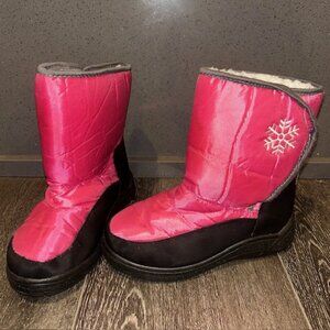 World Famous Winter Velcro Snow Boots for Kids Girls Pink Ski Snow